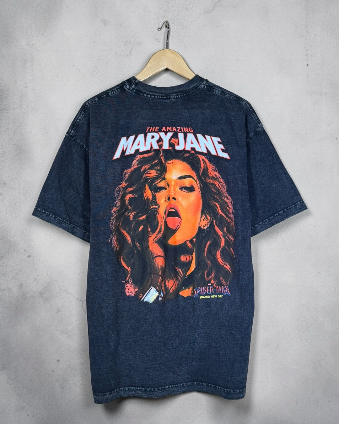 Black Acid Wash - Black Cat Front - Mary Jane Back Shirt