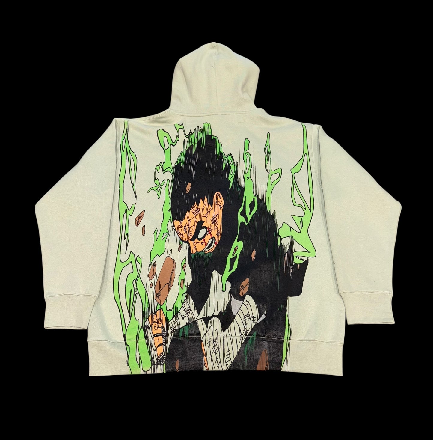 Light Sage Green  HOODIE Mirrored- Rock Lee Front & Naruto back