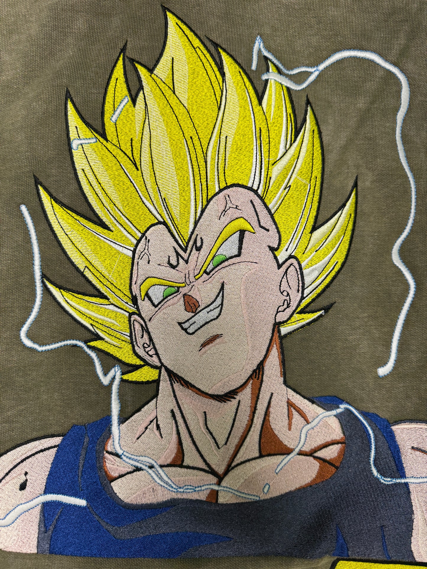 Olive washed-large, extra large Super Saiyan Vegeta Hoodie
