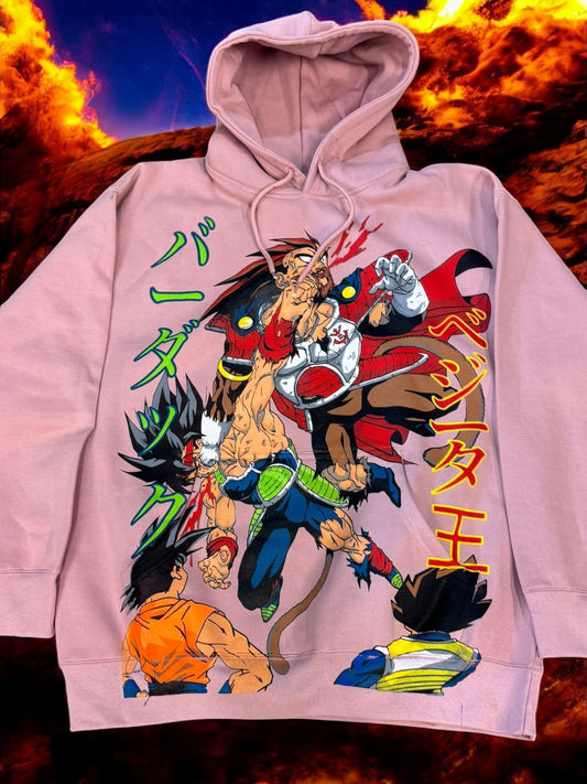 Pink HOODIE -  fathers Brawl Front & Vegeta death back