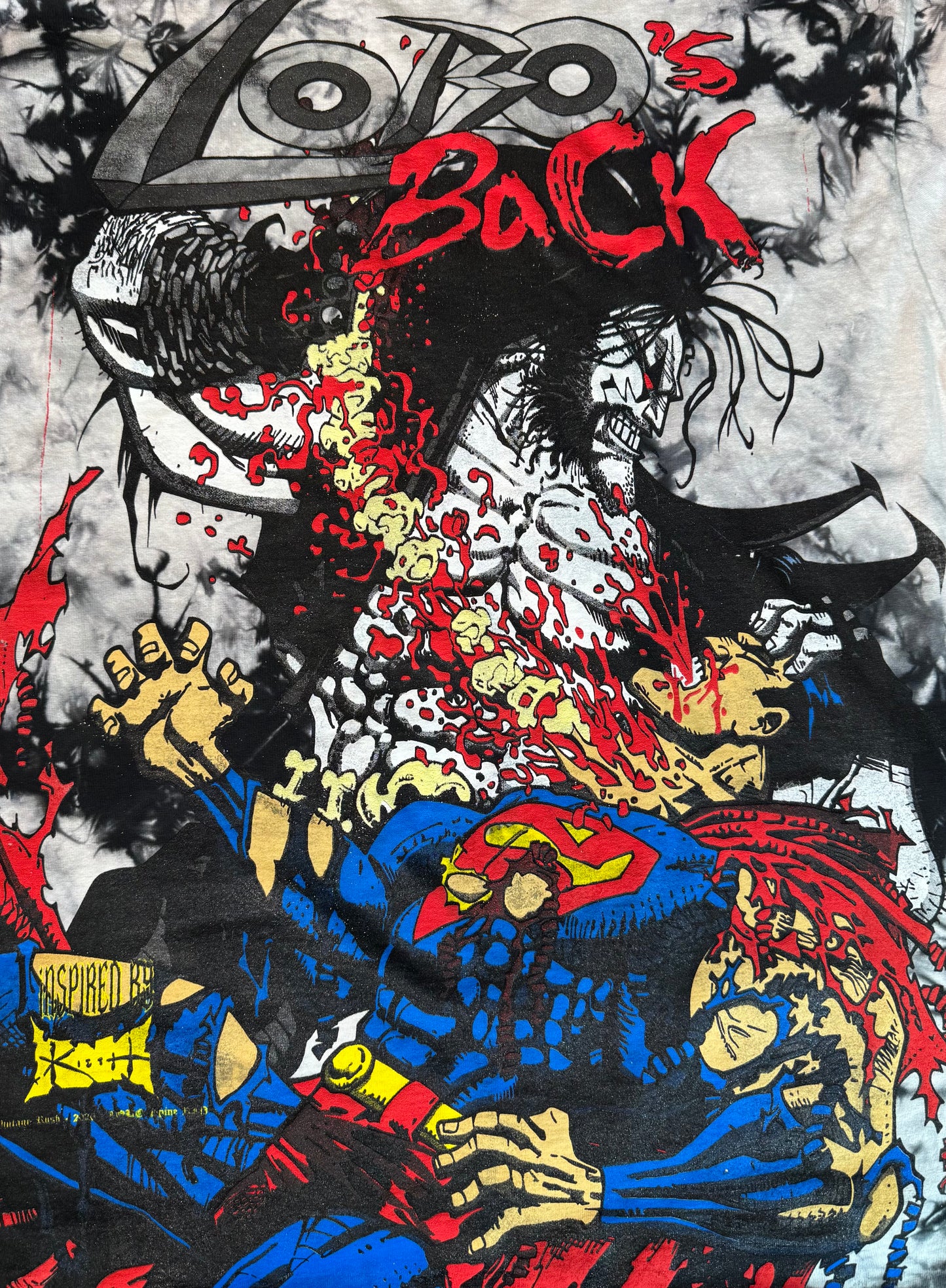 Black and White Tie Dye - Lobo Wins Front - Spine Ripped Back