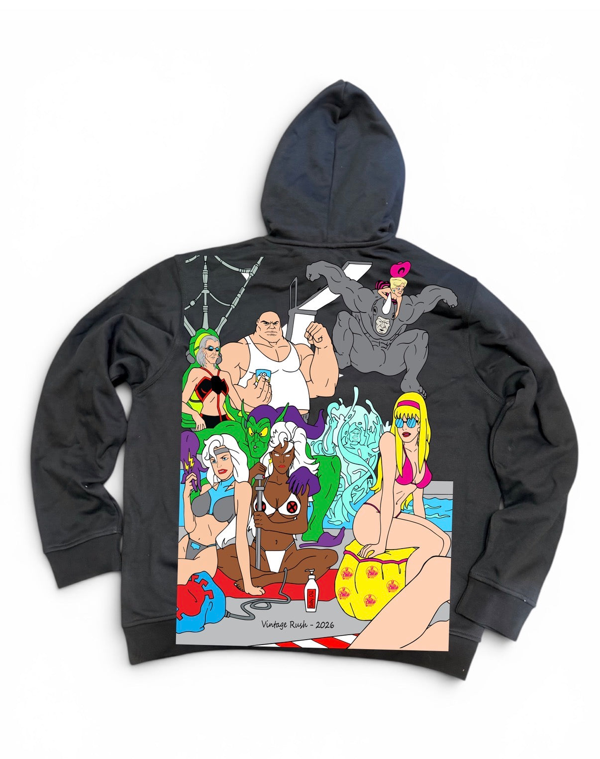 Black hoodie  - Spidy Wish front - king pin and friends back