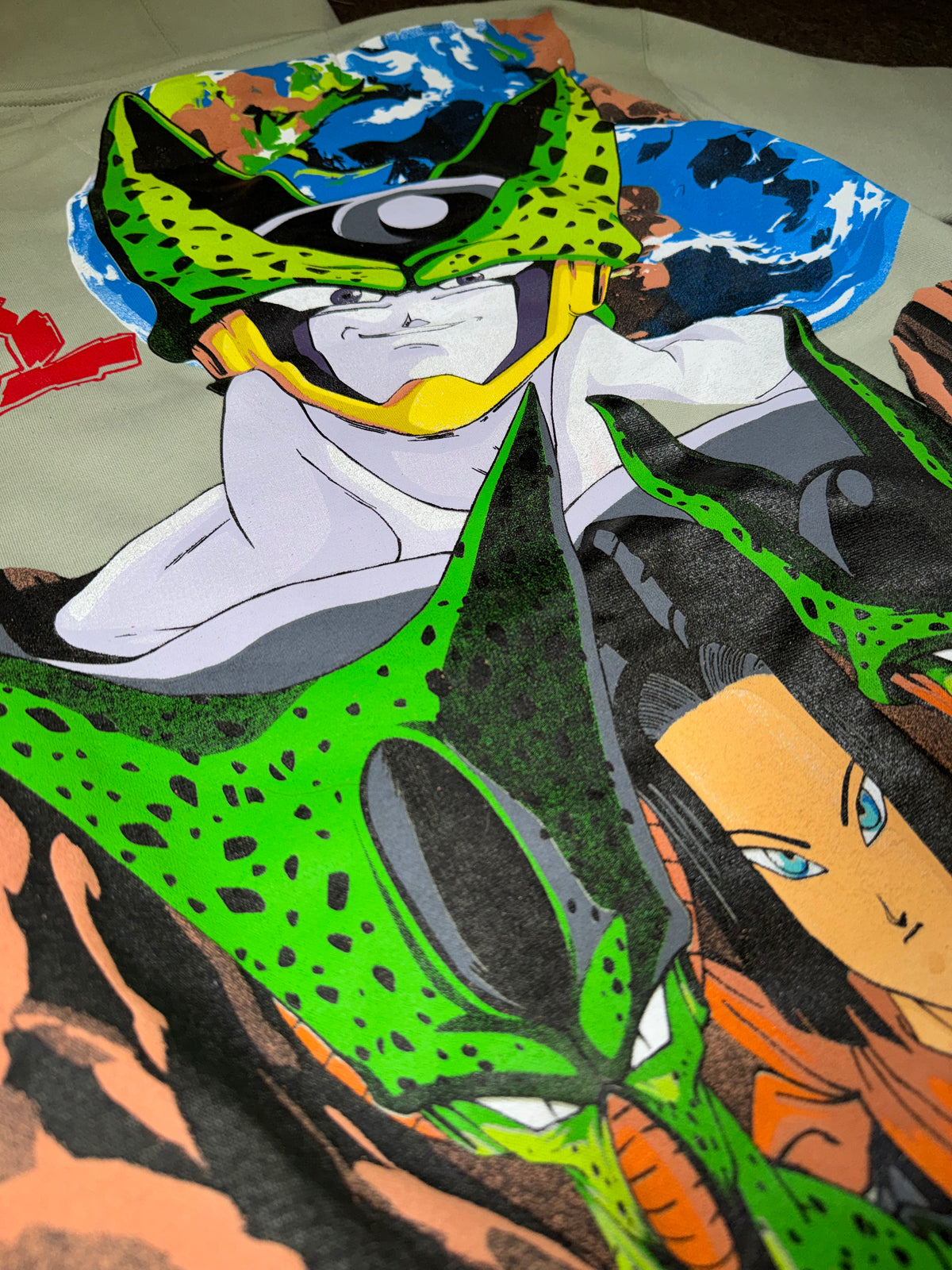Pale Green Hoodie - Cell Forms Front - Gohan Back