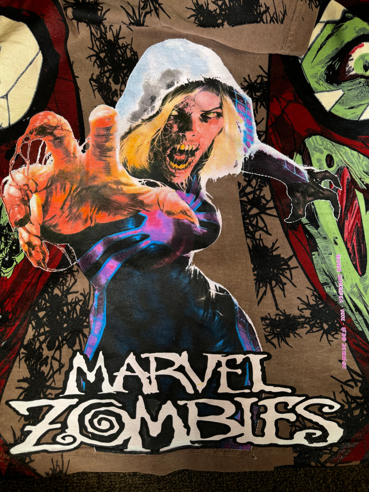 Light Brown - Zombie Spiderman Front and Back - Marvel Zombies Side - 360 Shirt