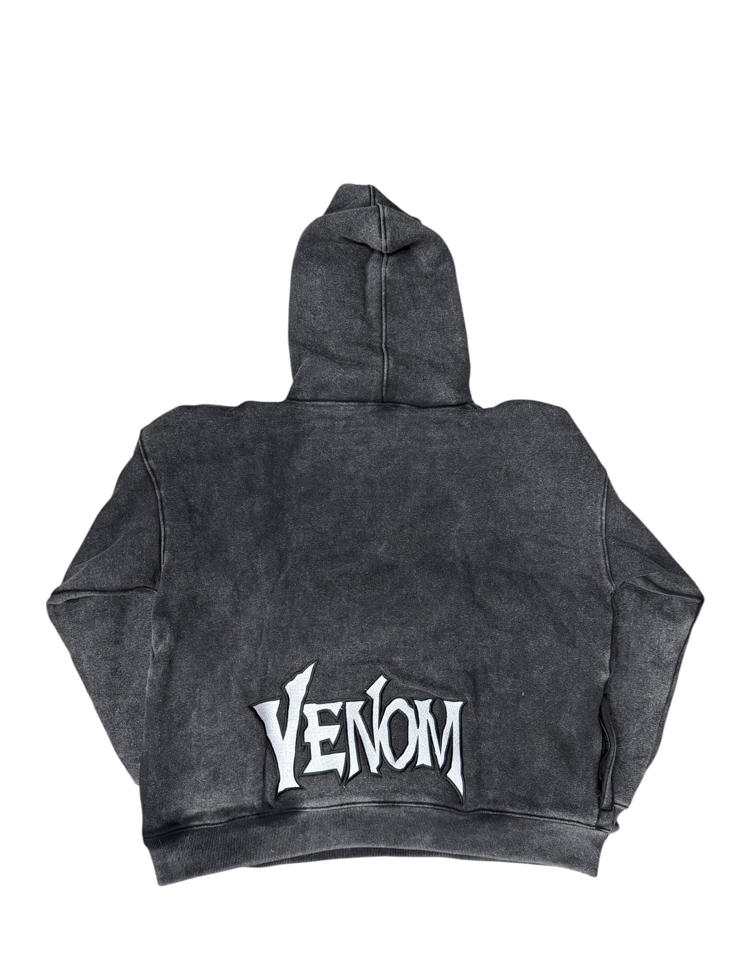 Medium, Large-Black Acid Wash-“We are Venom” Hoodie