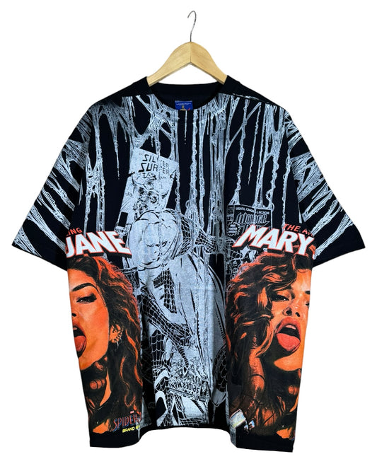 Black - Black and White Spidy Front and Back - Mary Jane Sides - 360 Shirt