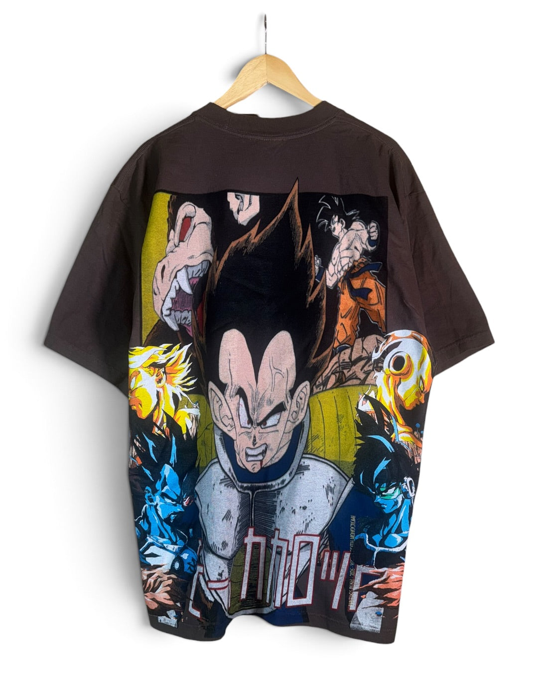 Brown - Vegeta’s Death Monochrome Sides - Gohan I hate Saiyan Front - Over 9000 Vegeta - 360 Shirt