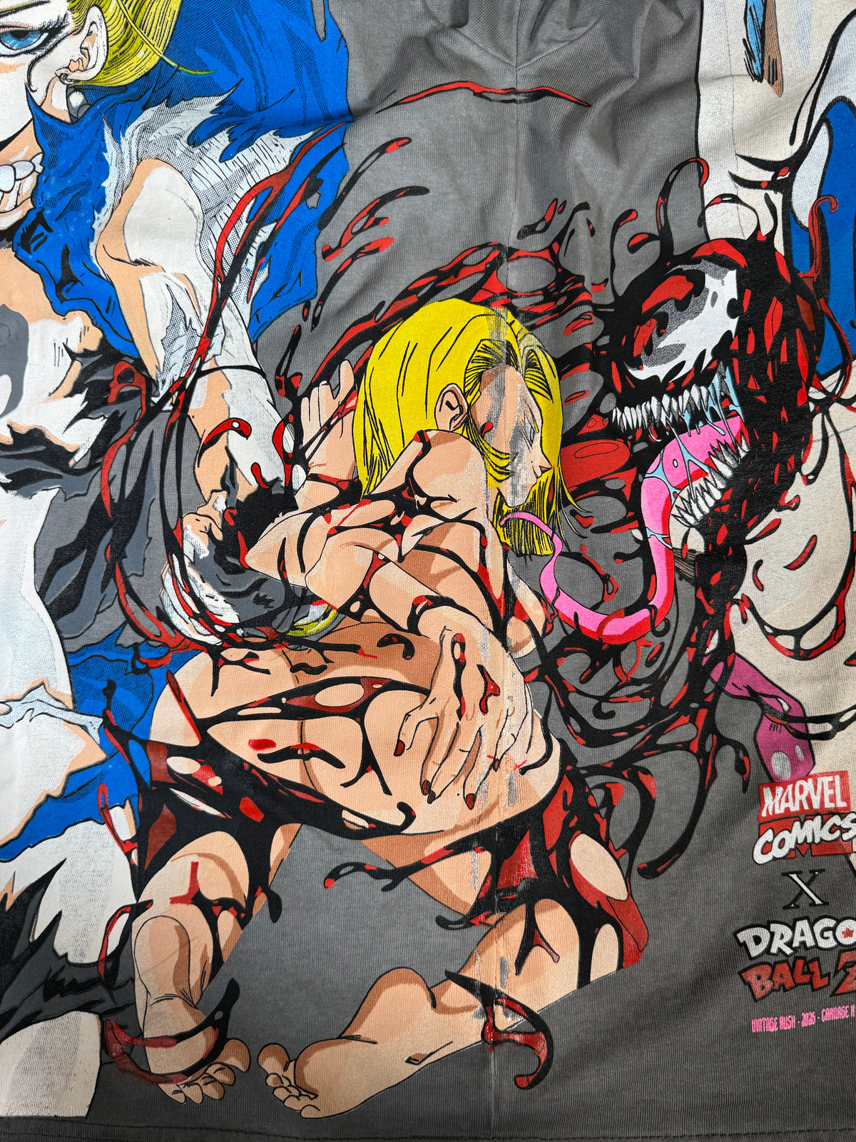 Black Oil Wash - Android 18 Front - Bulma Back - Carnage x 18 Sides 360 Shirt