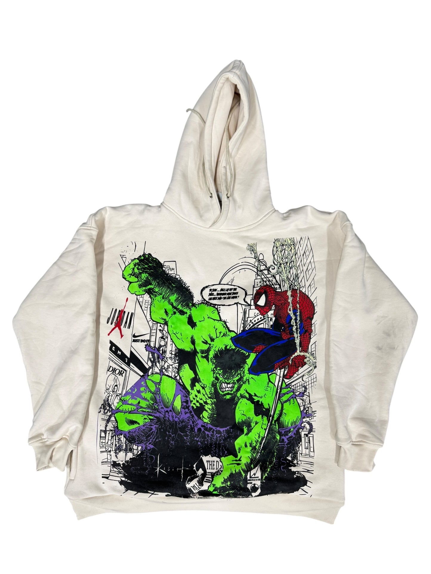 Cream -Large-Hulk Smash Front & City Boyz Back