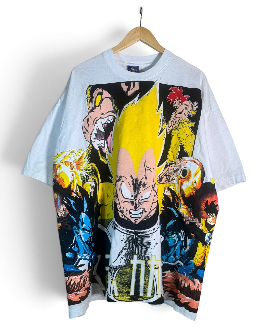White - Vegeta’s Death Monochrome Sides - SSJ 3 Vegeta Front - Ultra Ego Vegeta Back - 360 Shirt