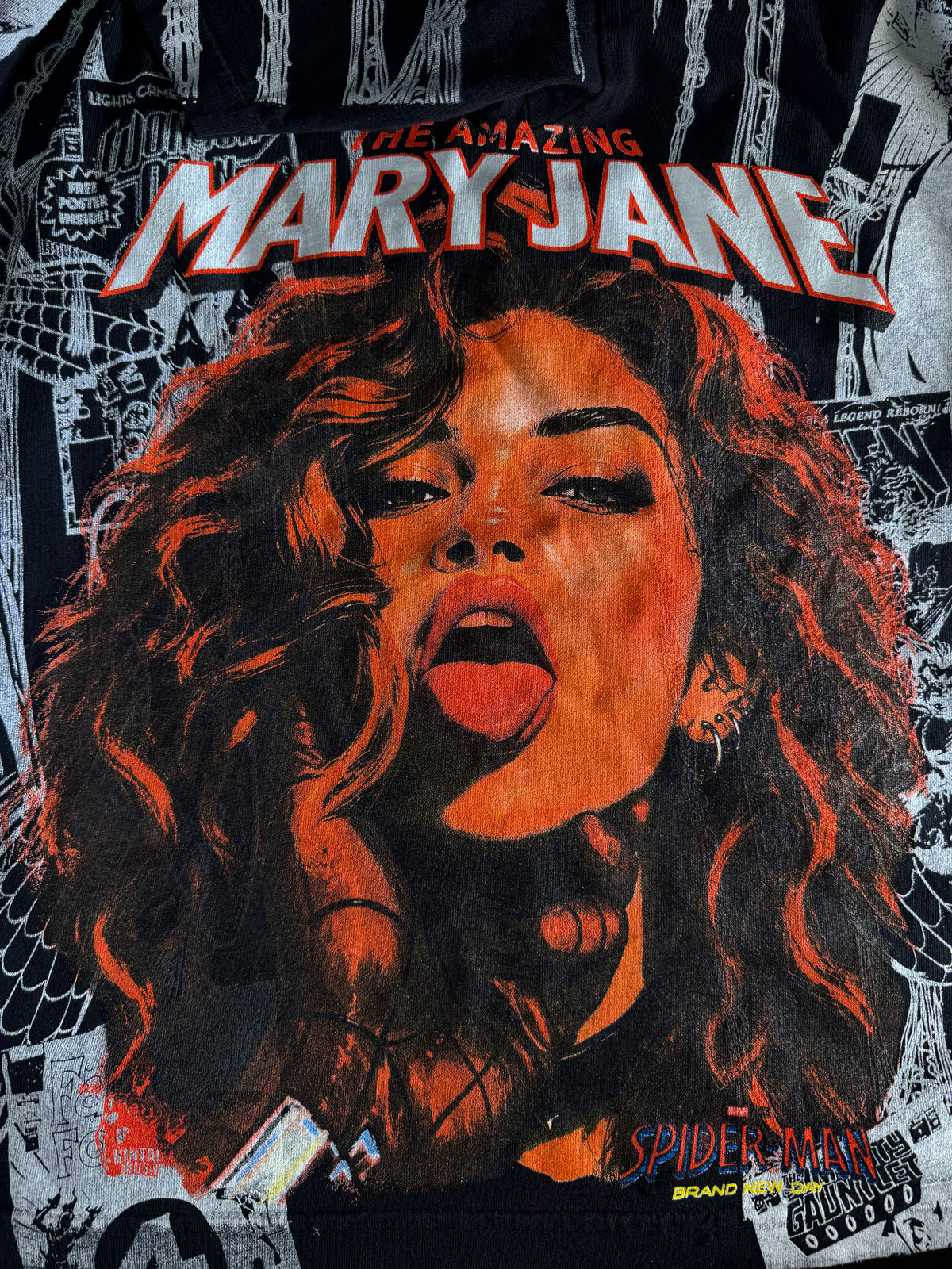 Black - Black and White Spidy Front and Back - Mary Jane Sides - 360 Shirt