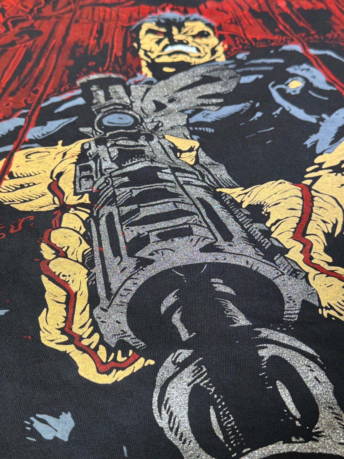Black - Bloody Rain Punisher vs Gray Hulk Front and Back Mega Print
