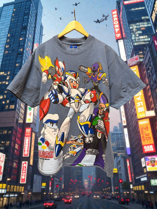 Faded blue - Mega Man X SNES Front & Mega Man X Big faces Back