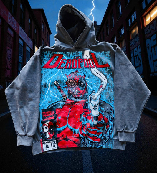 Faded  HOODIE - Deadpool takes over front & Skull back hit