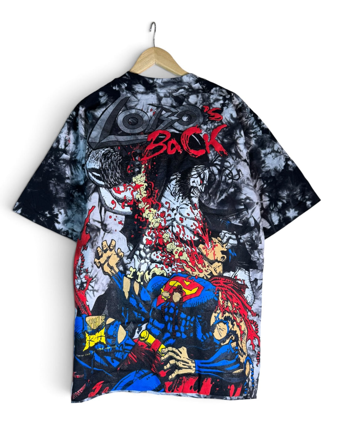 Black and White Tie Dye - Lobo Wins Front - Spine Ripped Back