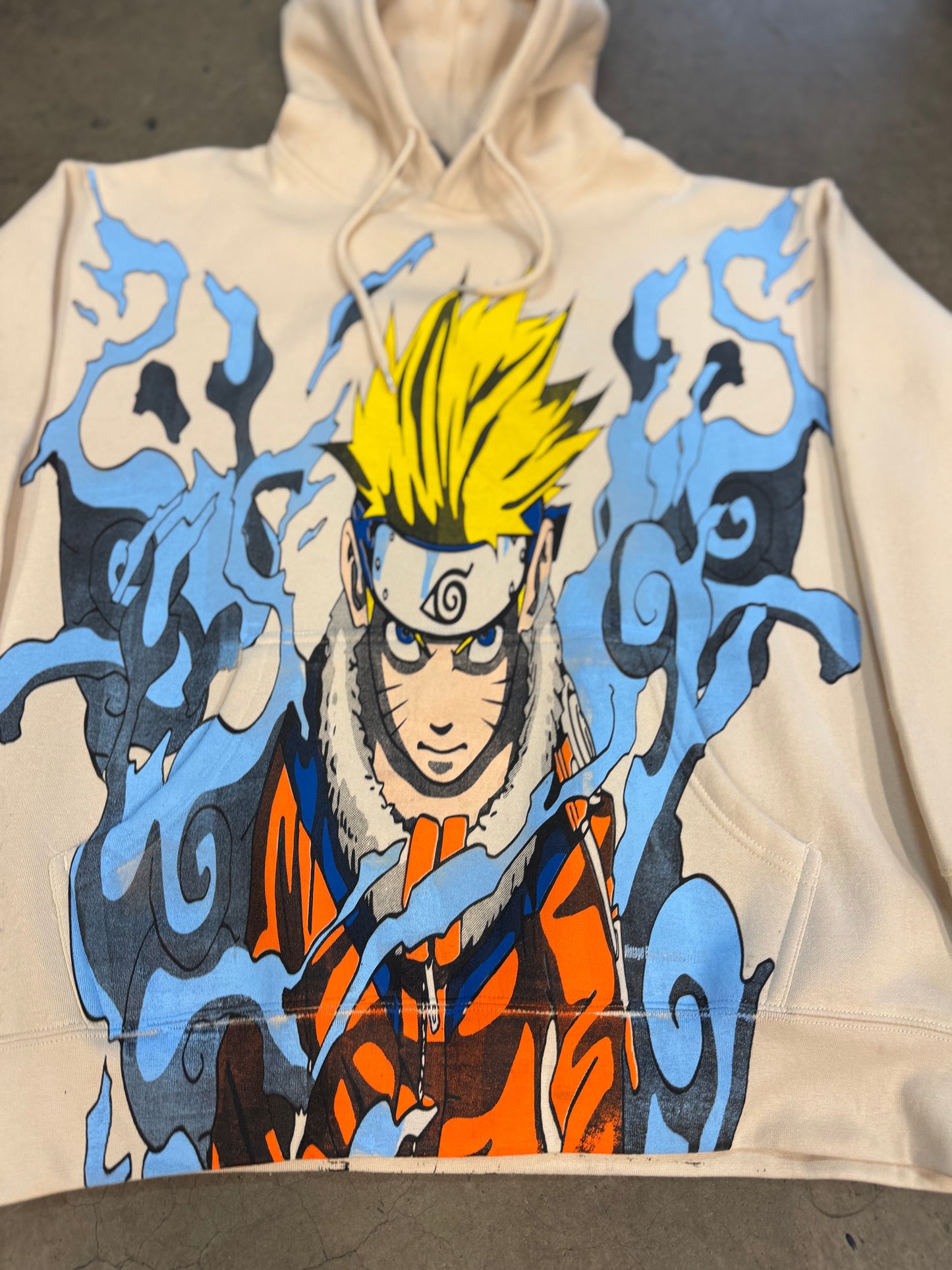 Cream HOODIE - Rock Lee Front & Naruto back