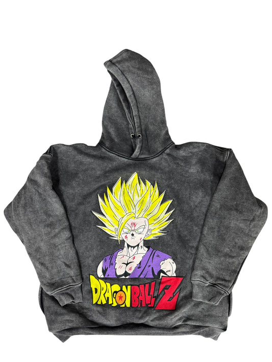 Large-Black Washed-Super Saiyan Gohan Dragonball Hoodie