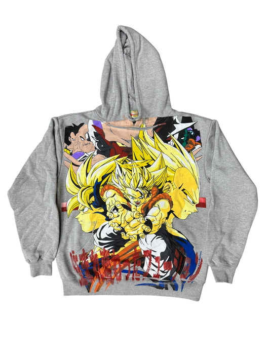 Gray - Large - Dragon Ball Z Hoodie featuring Super Saiyan Goku