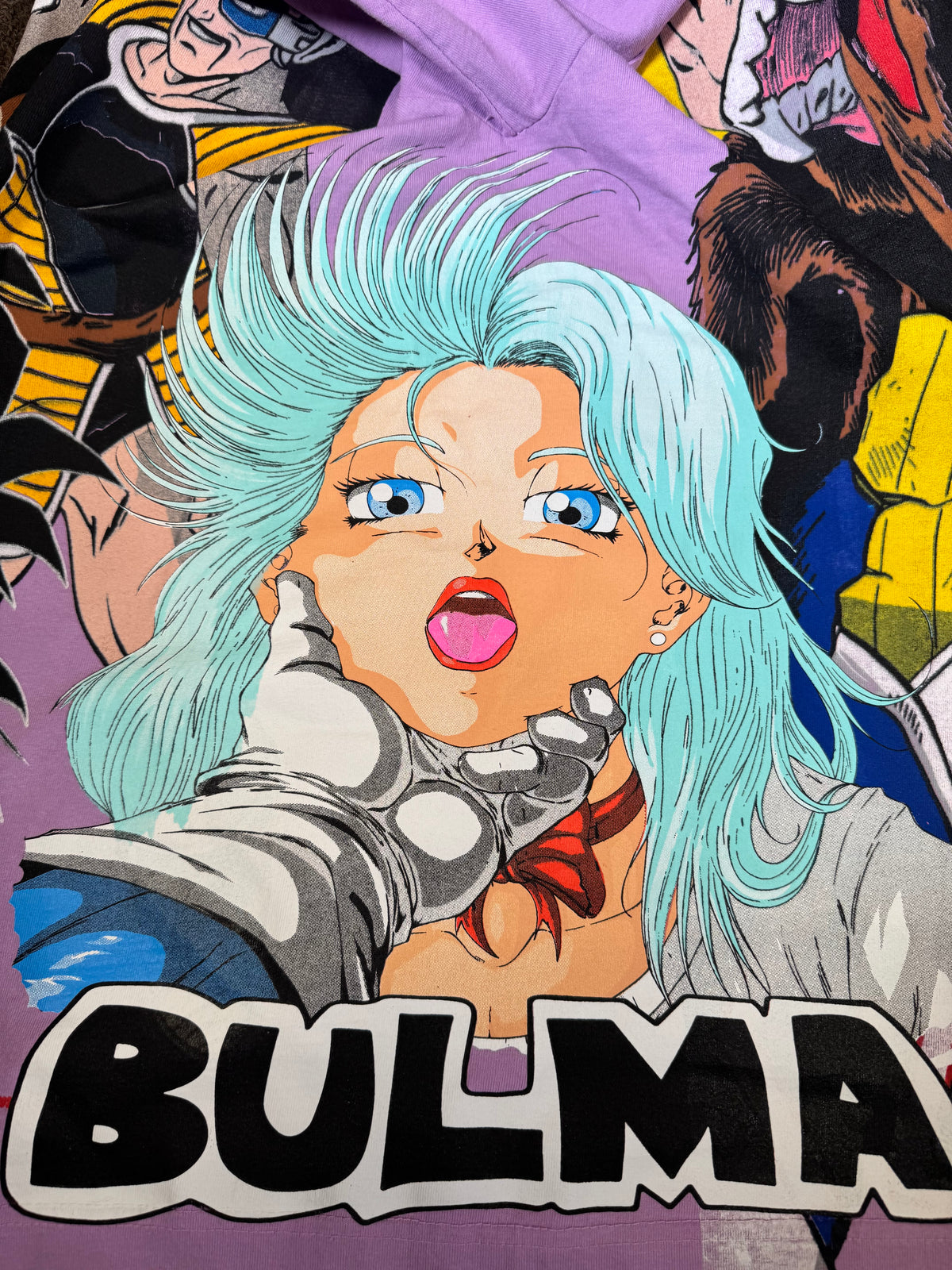 Lilac - Vegeta Over 9K Front - F Saiyan Back - Bulma 360 Shirt