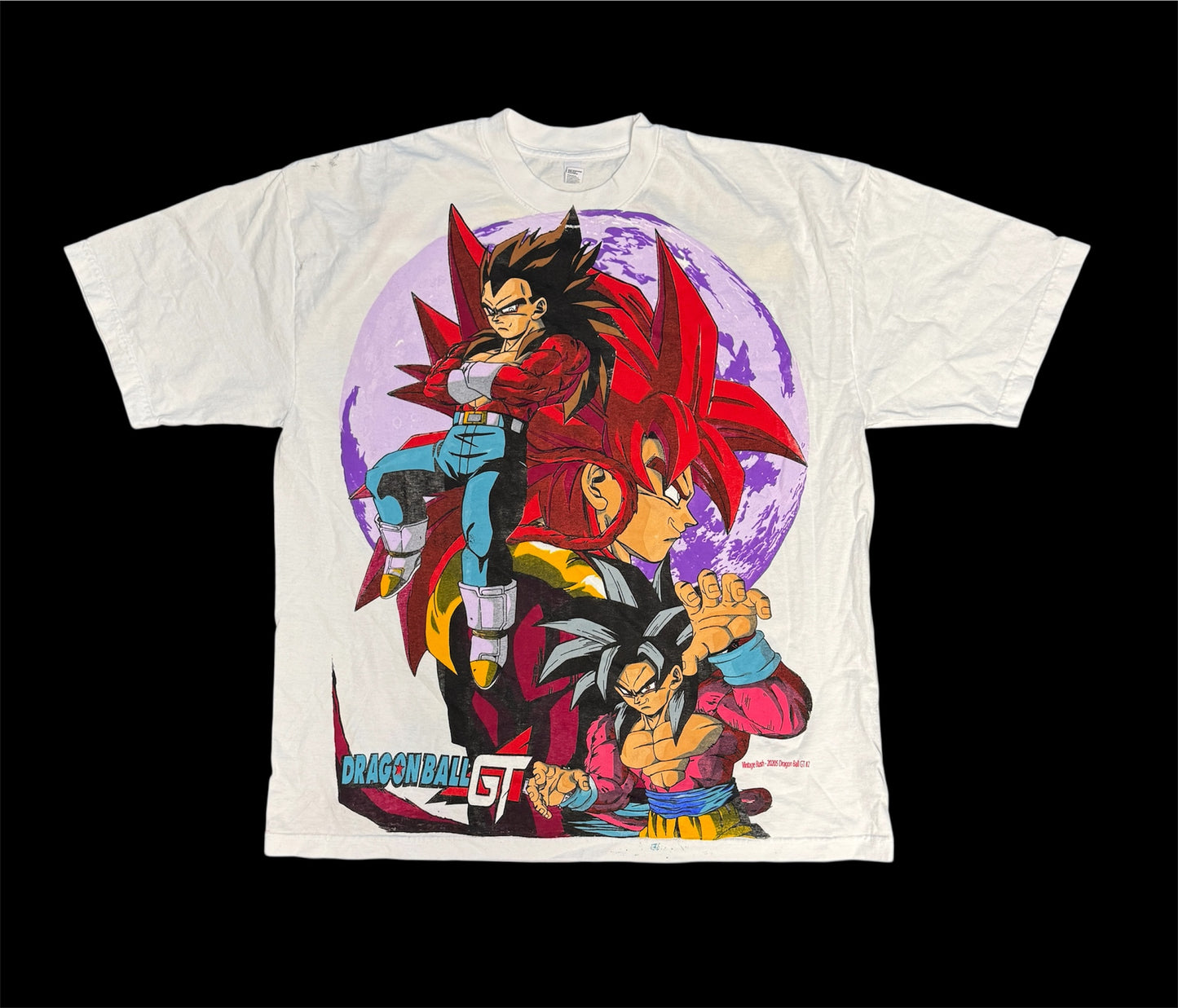 (Black Friday) (Imperfections) -White- XL-DBGT SSJ 4 Moon front/Dragon back