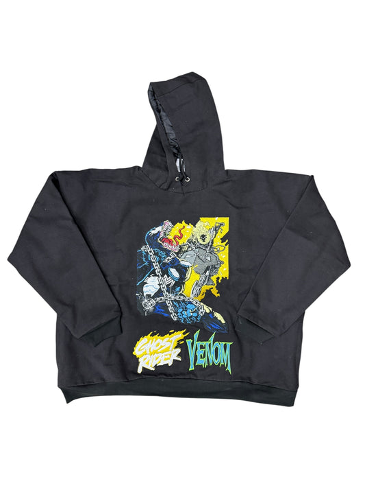 2XL-Black- Venom vs Ghost Rider Premium Hoodie