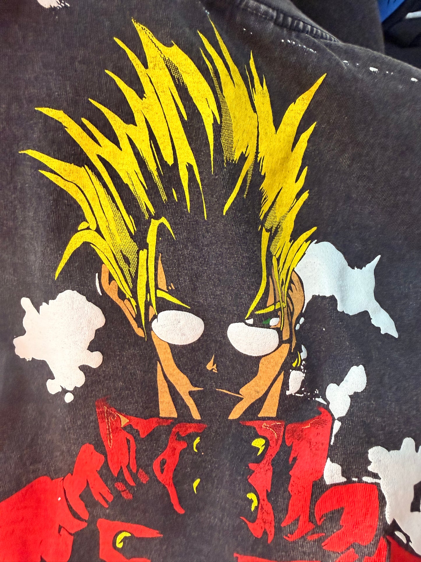 Black Acid wash  - TriGun Cross front - Trigun angel wings  back