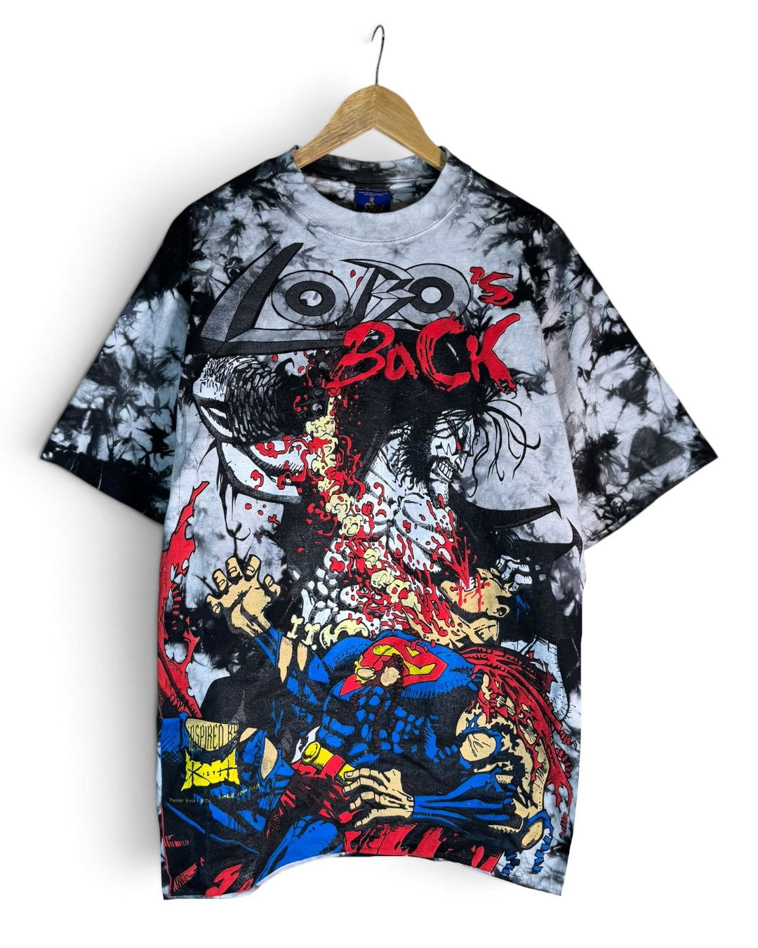 Black and White Tie Dye - Spine Ripped Front - Lobo Wins Back
