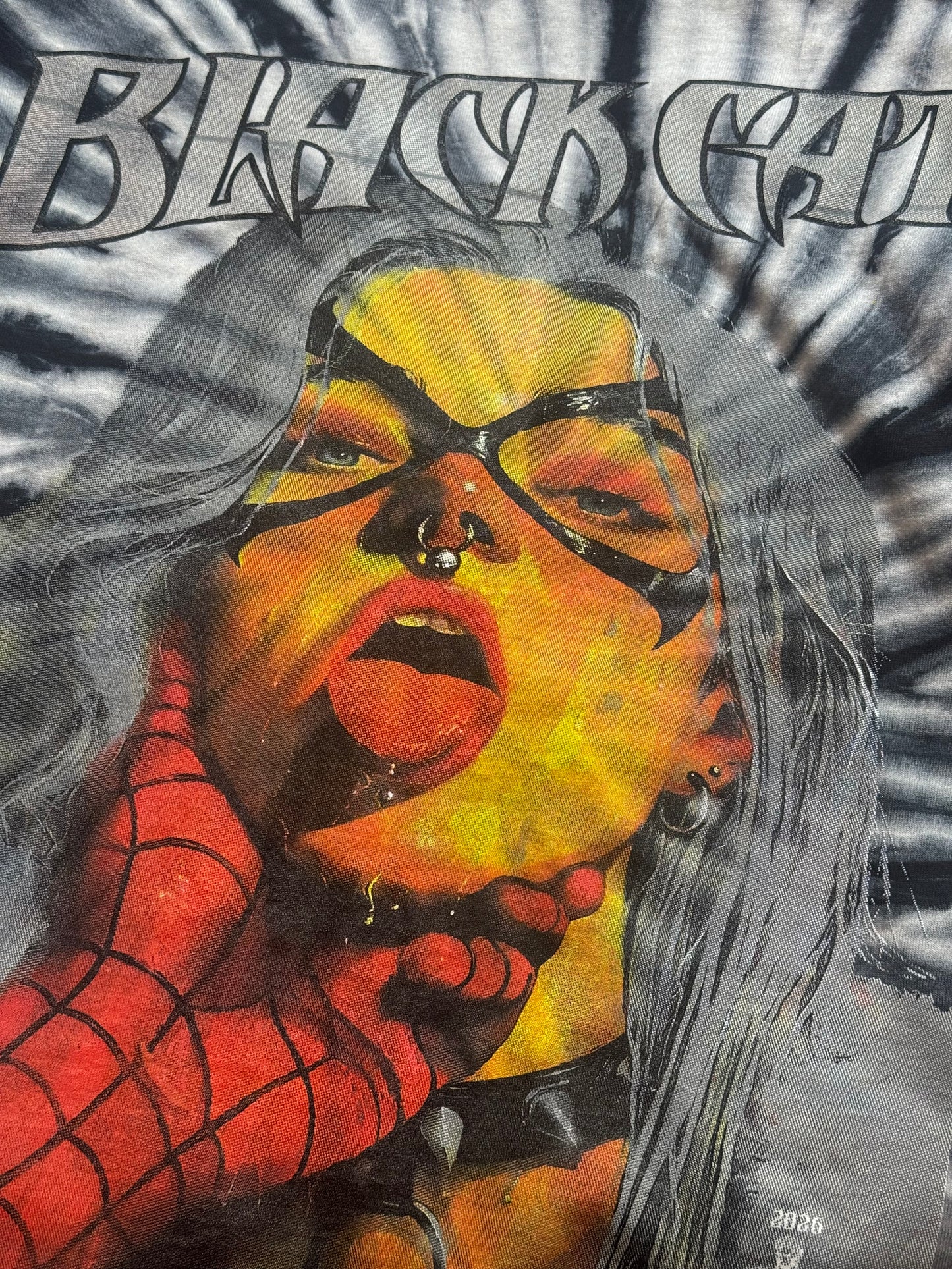 Black Swirl Tie Dye - Black Cat Shirt