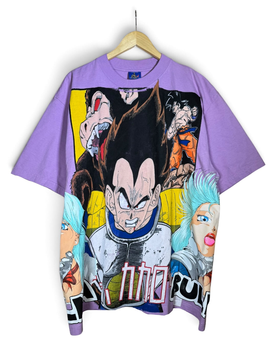 Lilac - Vegeta Over 9K Front - F Saiyan Back - Bulma 360 Shirt