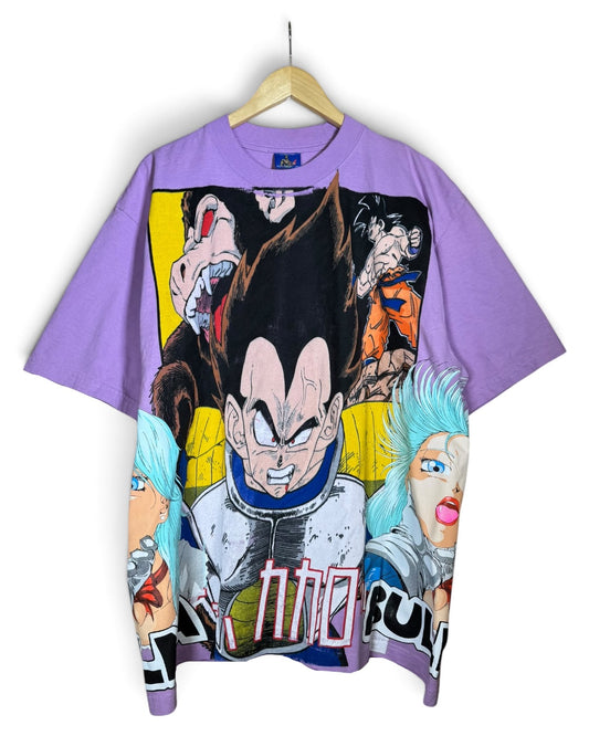Lilac - Vegeta Over 9K Front - F Saiyan Back - Bulma 360 Shirt