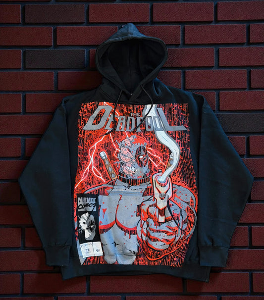 Black  HOODIE - Blood Rain Deadpool takes over front & Skull back hit