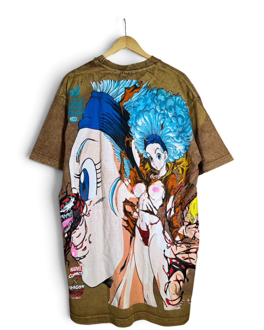 Distress Tan - Android 18 Front - Bulma Back - Carnage x 18 Sides 360 Shirt
