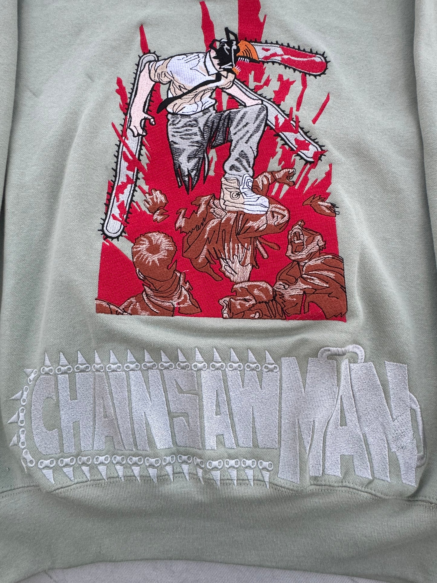 Vintage Faded Green Hoodie- Saw Man