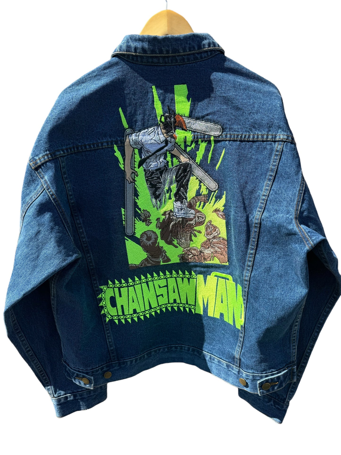 Chainsaw man vintage denim jacket rare anime dbz one piece