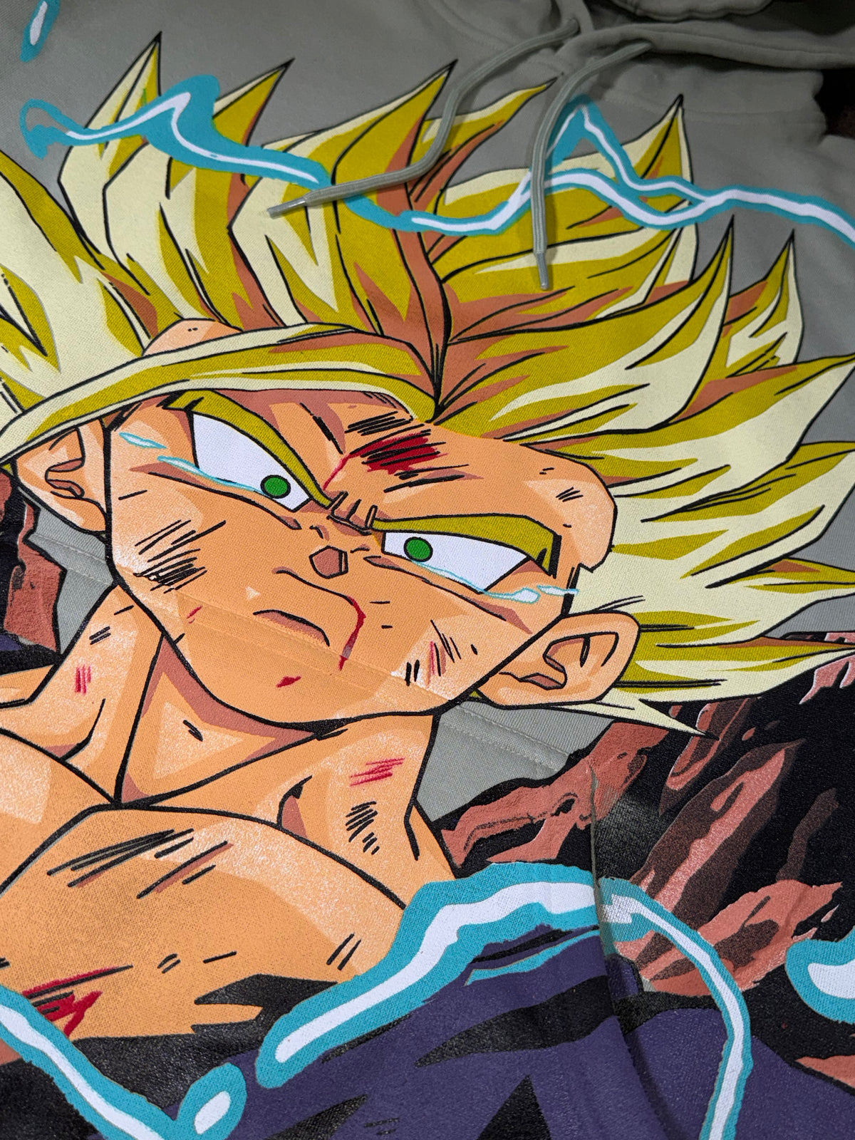 Pale Green Hoodie - Cell Forms Front - Gohan Back