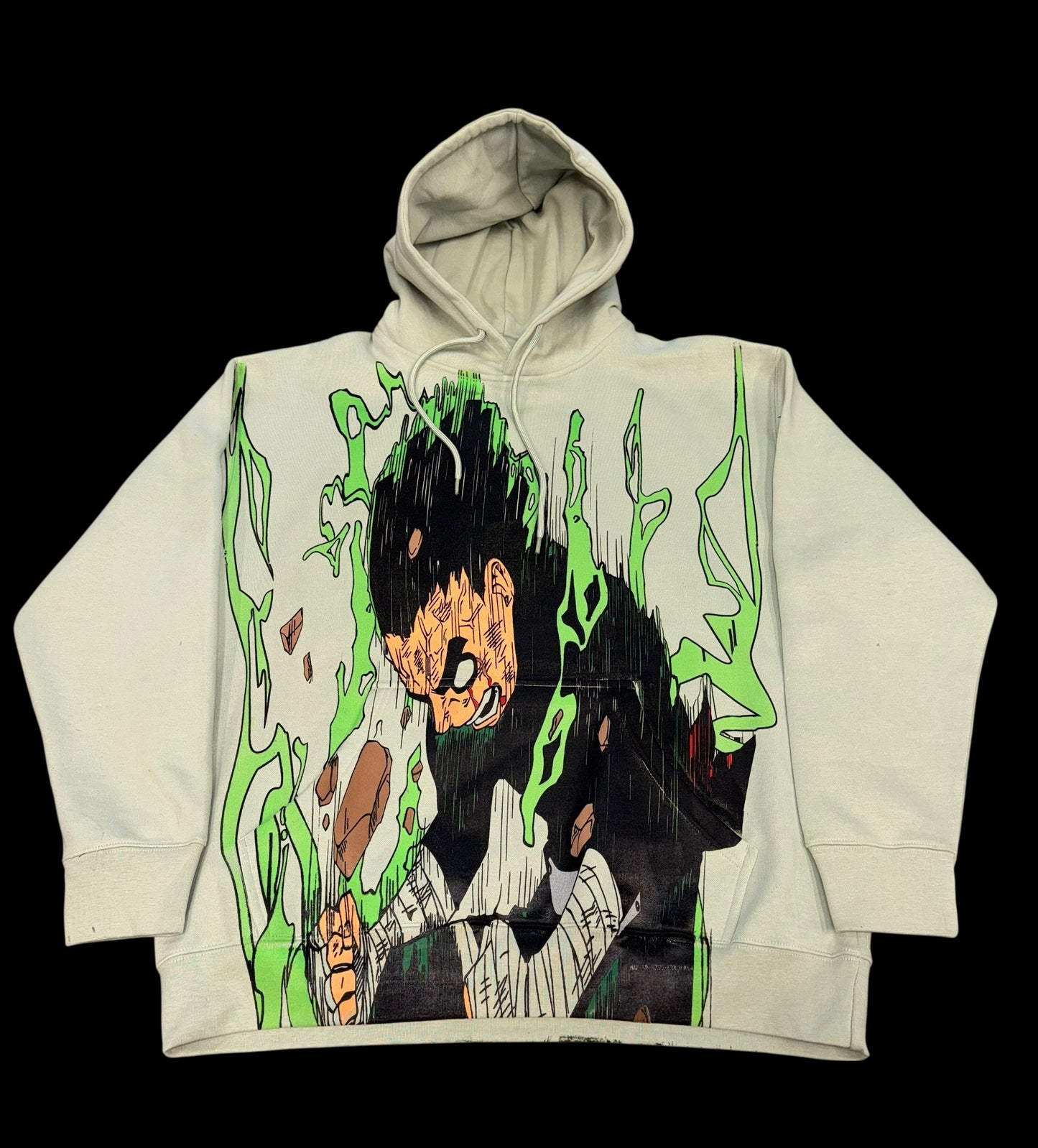 Light Sage Green  HOODIE Mirrored- Rock Lee Front & Naruto back