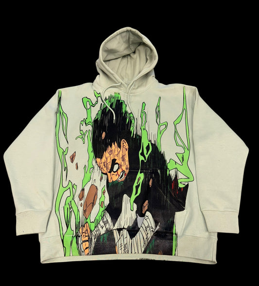 Light Sage Green  HOODIE Mirrored- Rock Lee Front & Naruto back