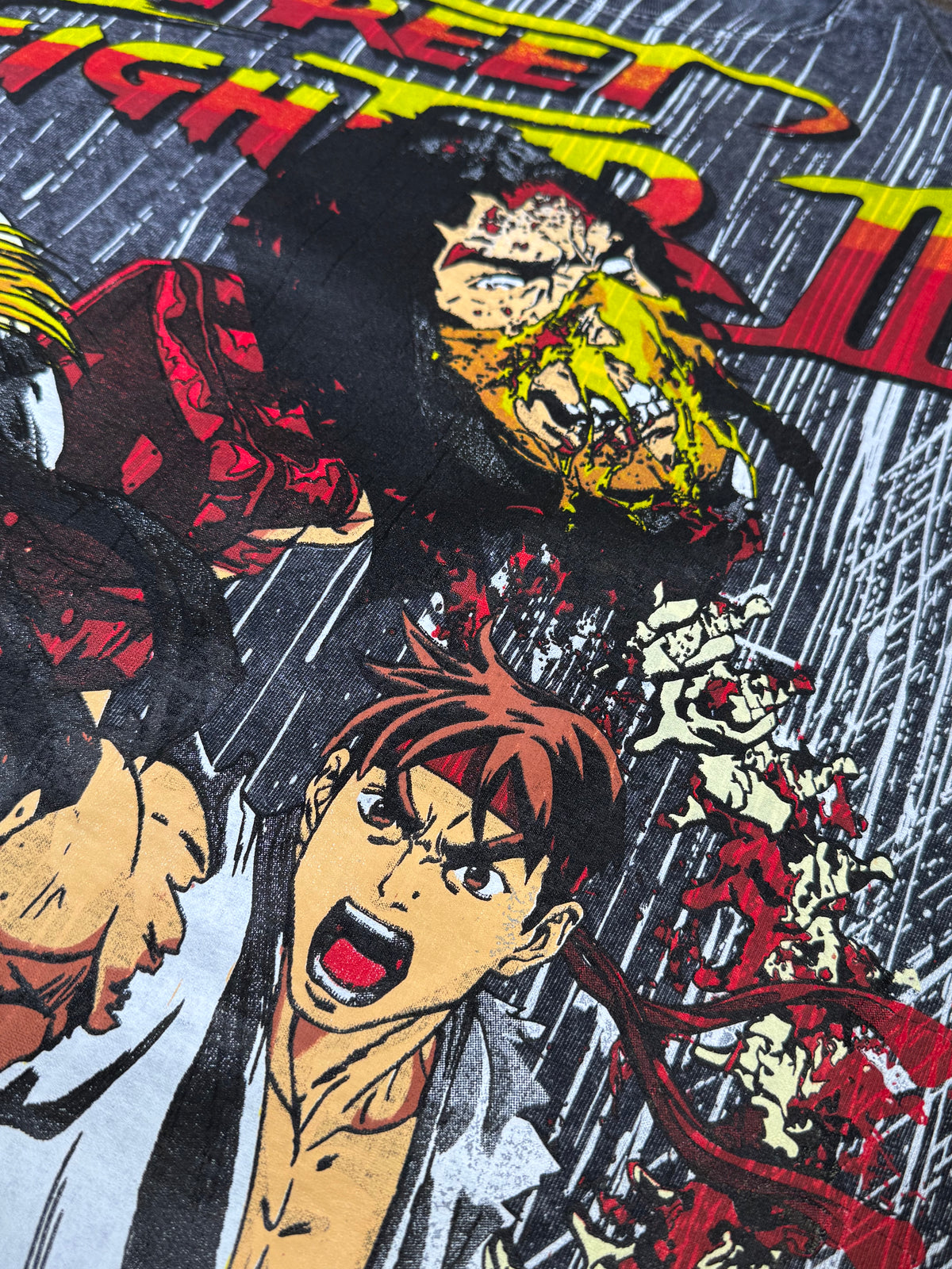 Black Acid Wash Rain - Shadowloo Front - Ryu and Chun Li Back