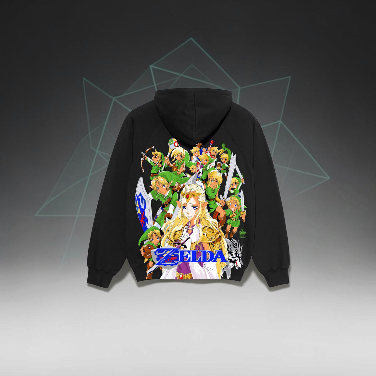 Black Hoodie - Link Sword front & Zelda back