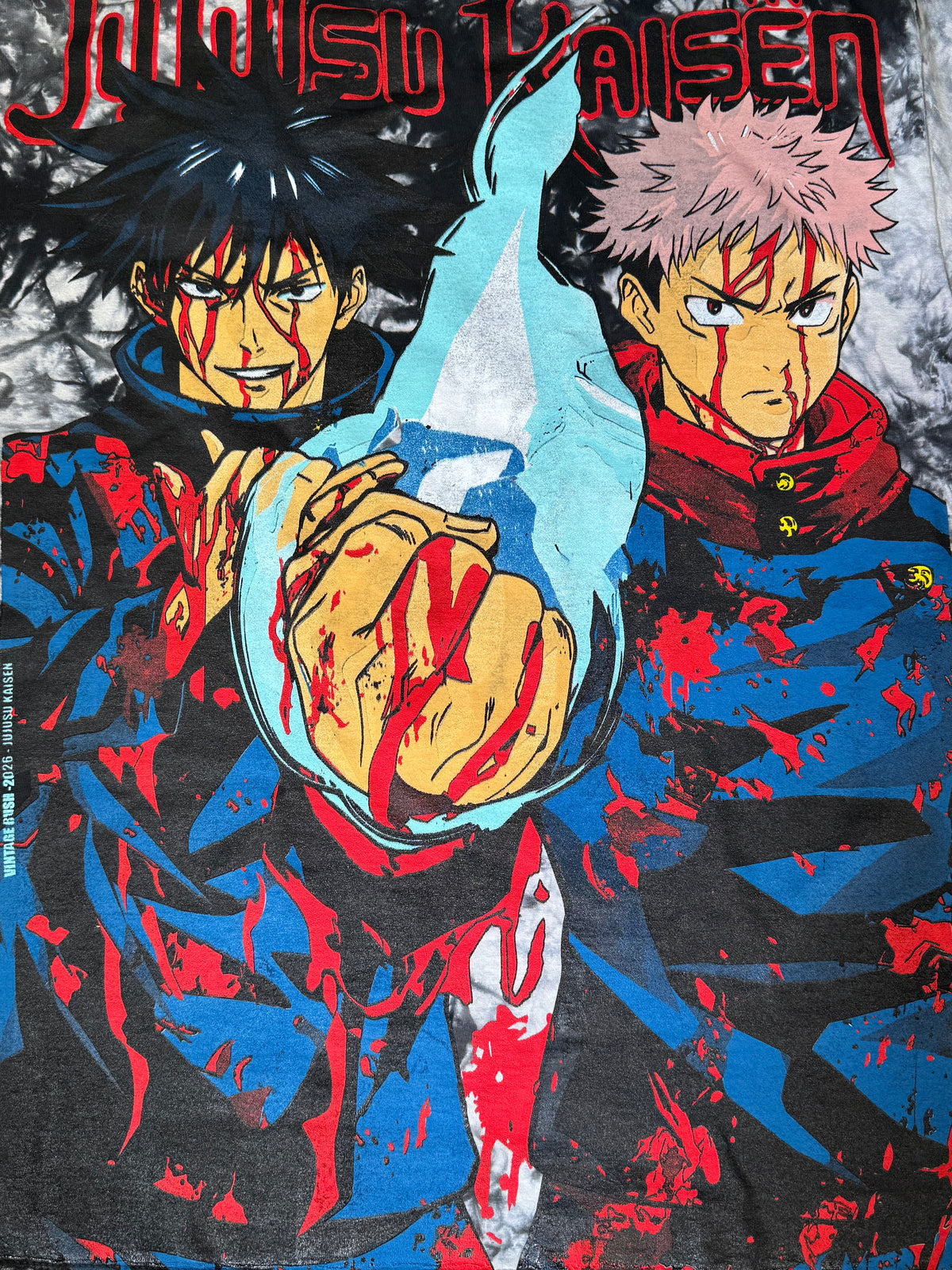 Black and White Tie Dye - Gojo vs Toji Front - Itadori and Megumi Back