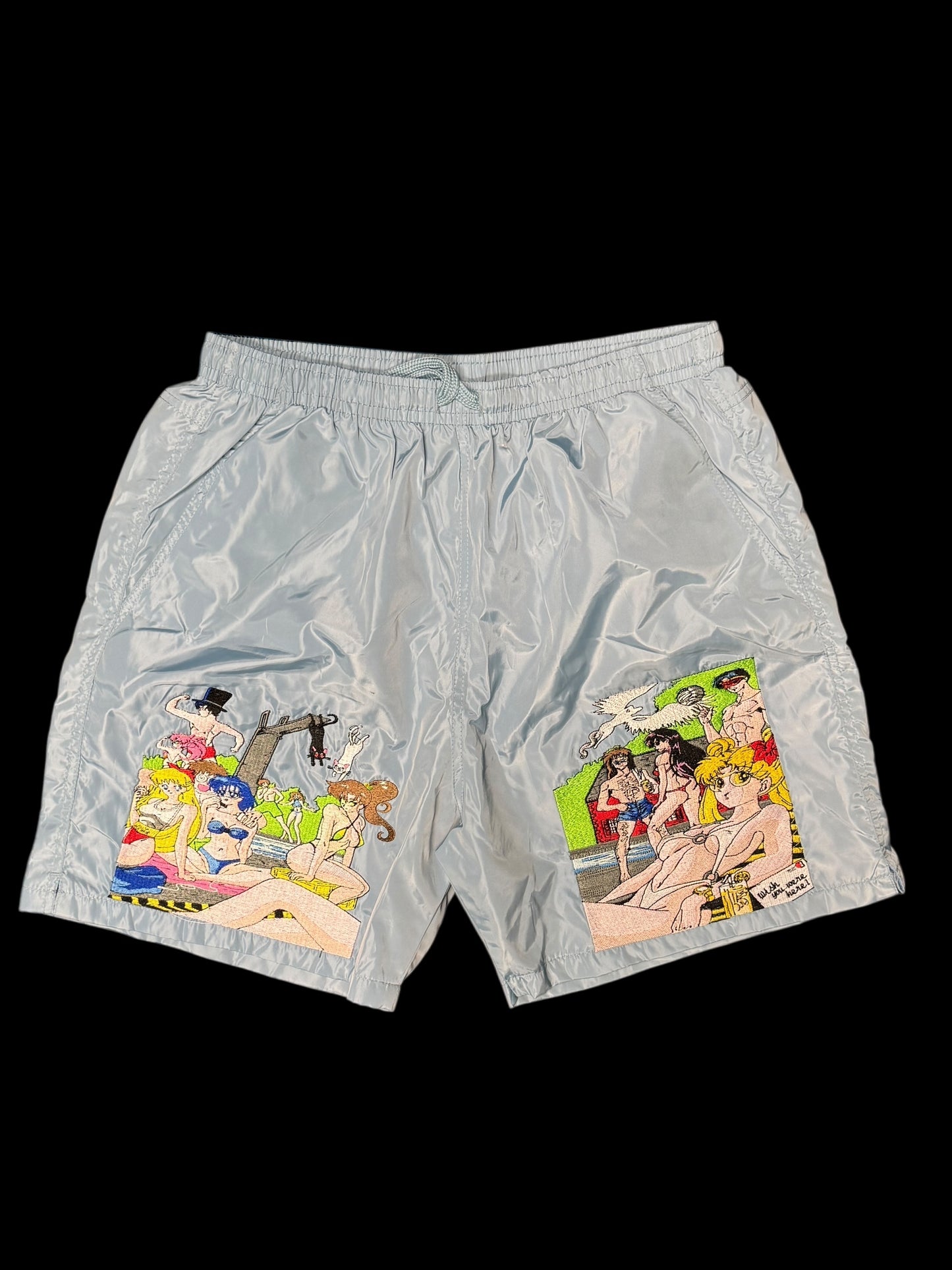 (Black Friday) Medium Large XL-Nylon Light Blue - WYWH Sailor Moon Shorts
