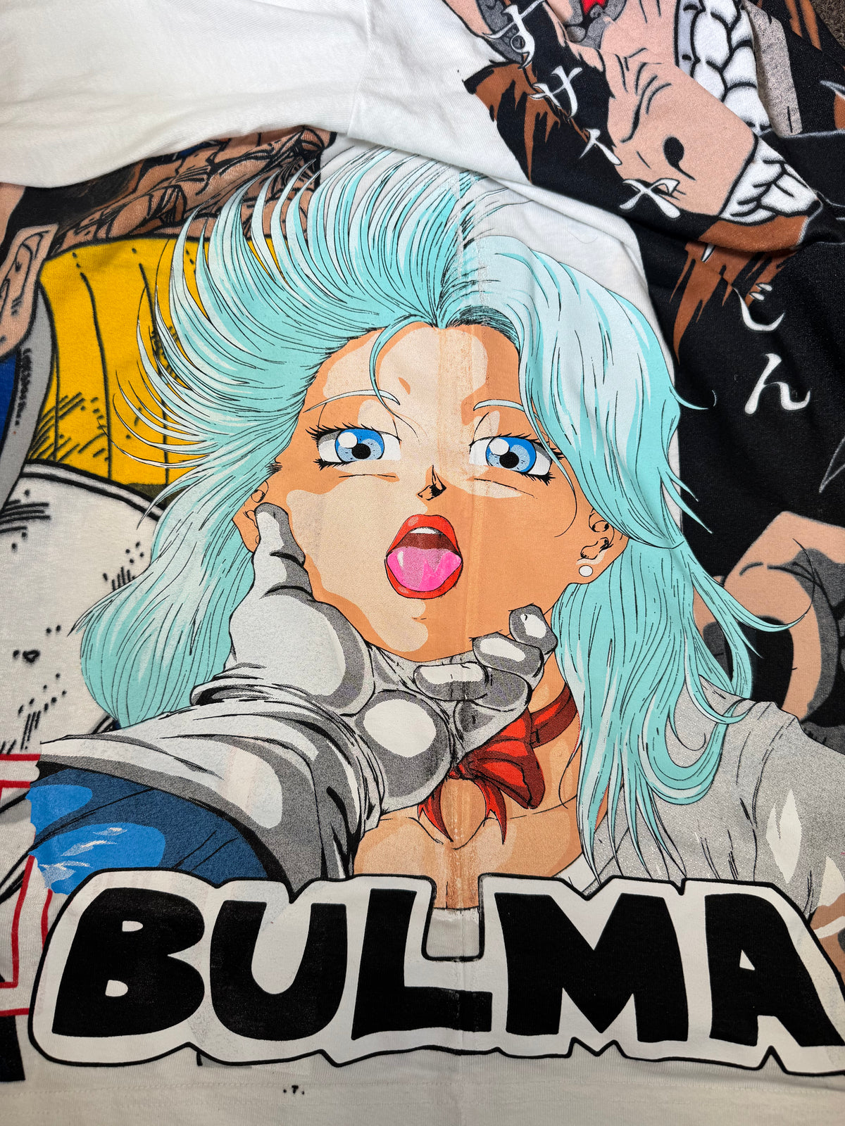 White Longsleeve - Vegeta Over 9K Front - F Saiyan Back - Bulma 360 Shirt