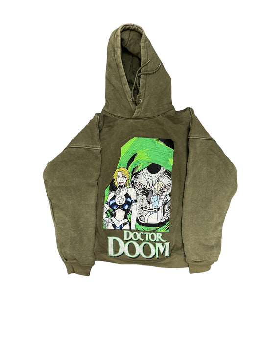 Olive Green Hoodie vintage rare dr.doom marvel comics avengers X-men