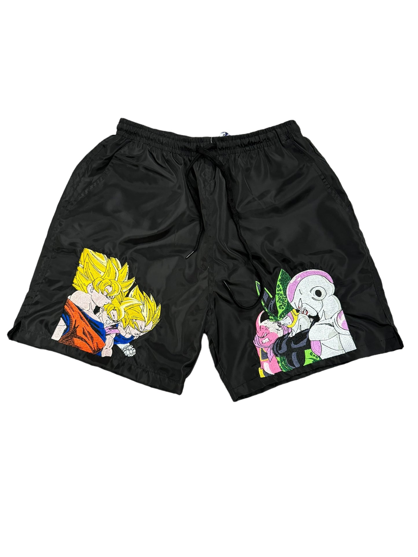 Black- Embroidered Super Saiyan Shorts