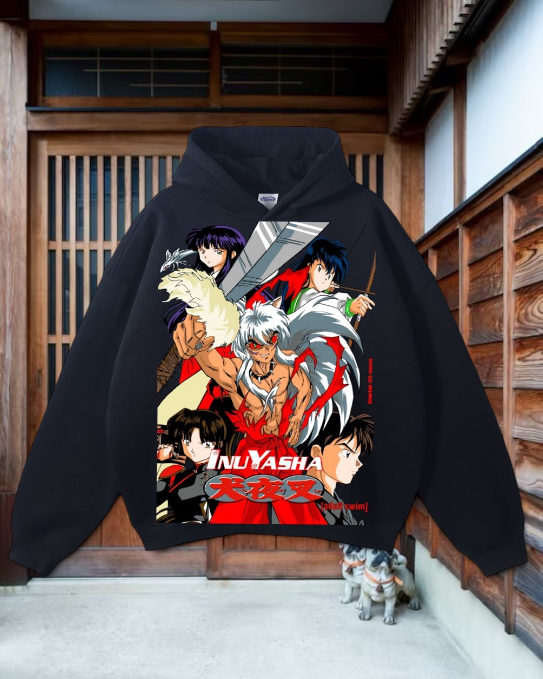Black - F Inuyasha Front - Inuyasha Group Hit Back - Hoodie