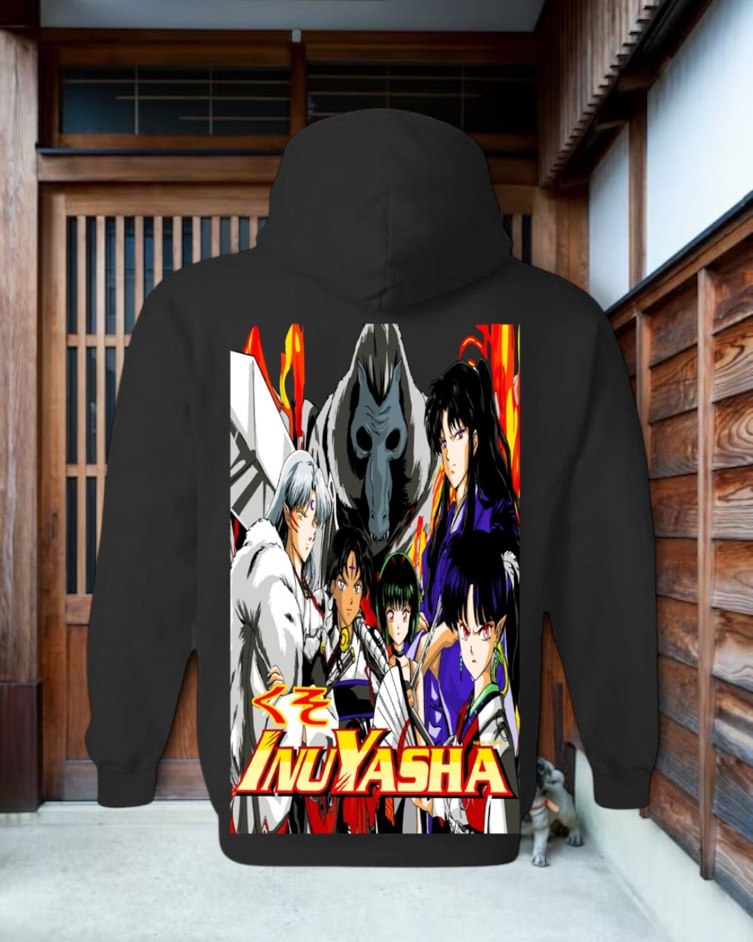 Black - F Inuyasha Front - Inuyasha Group Hit Back - Hoodie