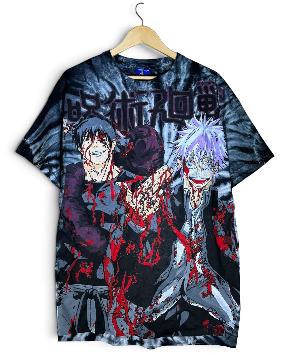 Black and White Tie Dye - Gojo vs Toji Front - Itadori and Megumi Back