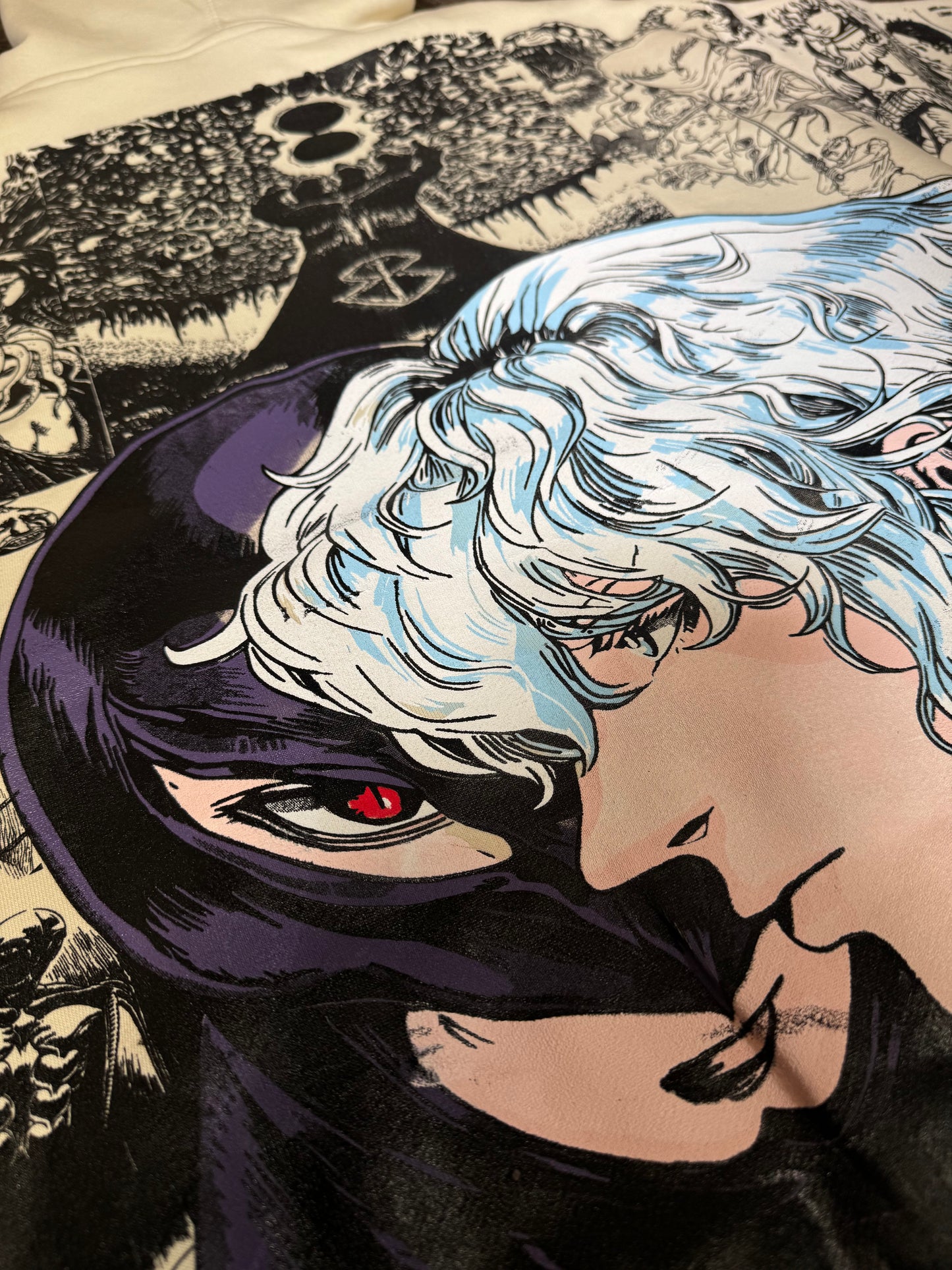 Cream - Griffith Manga Panels Mega Print - Hoodie