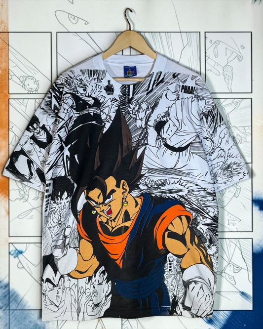 White - Vegito Manga Panels Mega Print - Shirt
