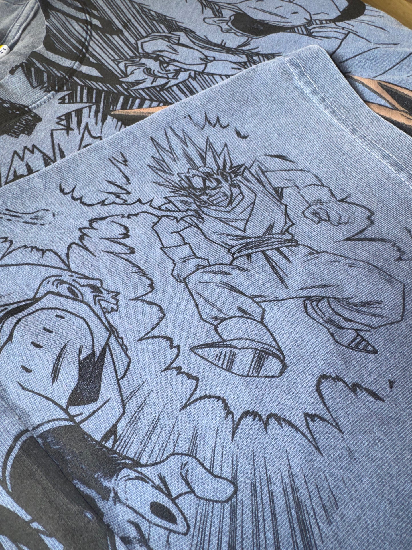 Faded Blue - Vegito Manga Panels Mega Print - Shirt
